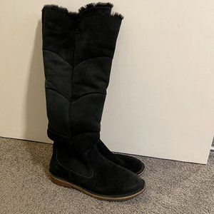 Ugg Knee High Pull On Black Suede Boot, size 8
